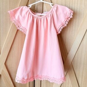 Shabby Chic Pink Dress with Lace Trim Detail Size 24m